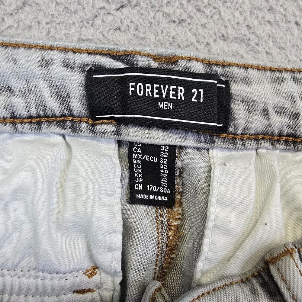 Slim Straight Cargo Jeans‎ Men's 32 Gray Acid Wash Skater Grunge Y2K Stretch - Picture 8 of 16